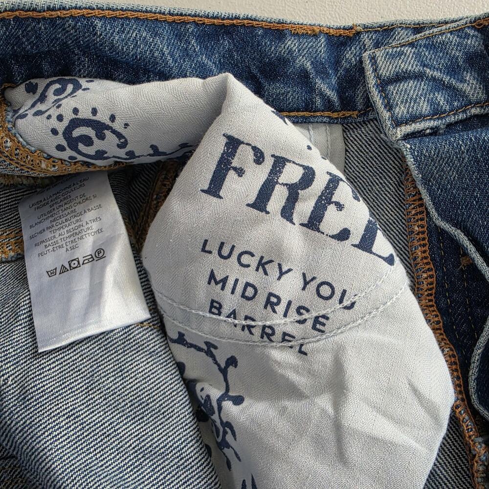 We The Free Jeans Womens 28 Blue Lucky You Mid Rise Barrel Wide Leg Denim - Picture 4 of 12